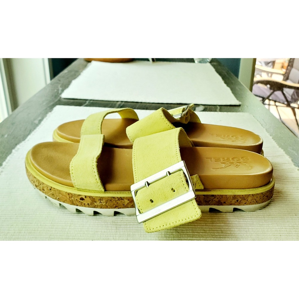 Sorel Roaming Buckle Slide Sandals Yellow Suede Women's 6.5 - Picture 6 of 6